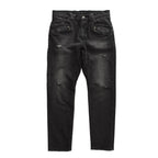 VINTAGE WASH DENIM PANTS METAL CROSSGUN / BLACK