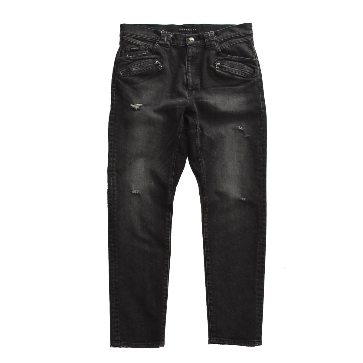 VINTAGE WASH DENIM PANTS METAL CROSSGUN / BLACK