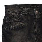 VINTAGE WASH DENIM PANTS METAL CROSSGUN / BLACK