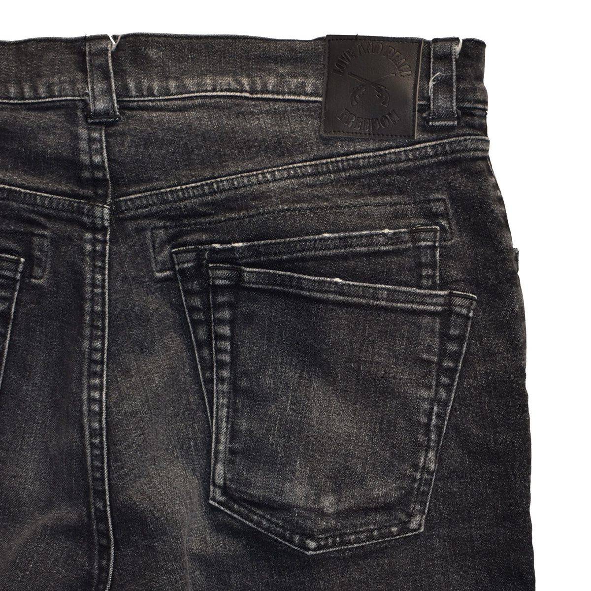 VINTAGE WASH DENIM PANTS METAL CROSSGUN / BLACK