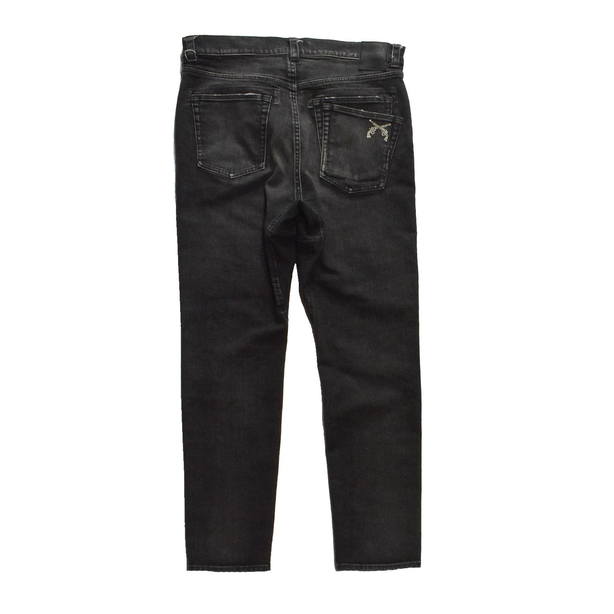 VINTAGE WASH DENIM PANTS METAL CROSSGUN / BLACK