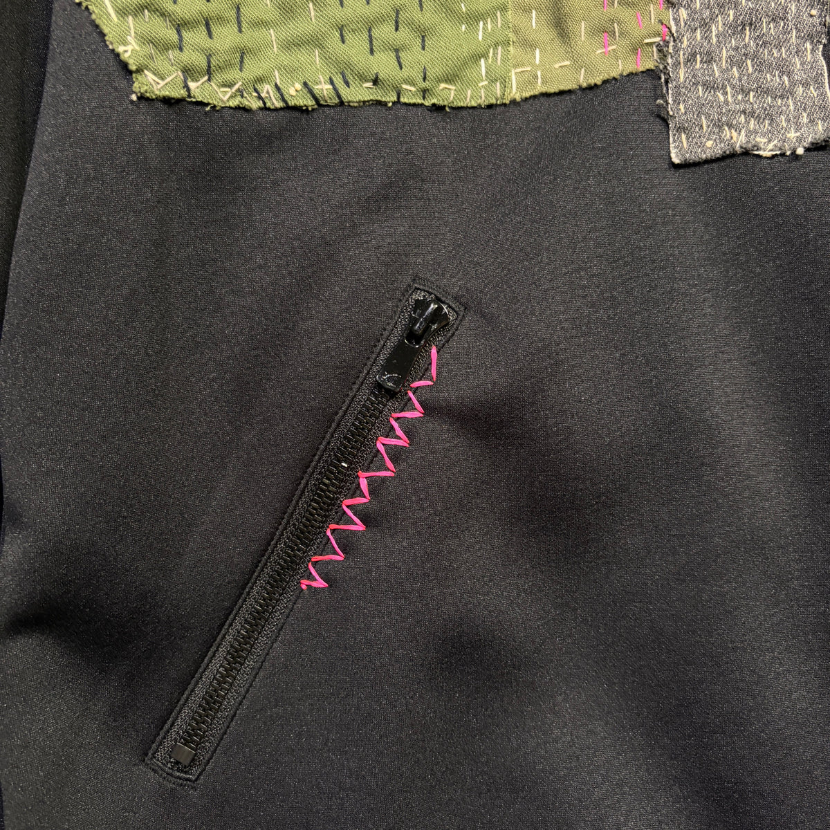 JunAle SASHIKO LINETAPE JERSEY JACKET / BLACK