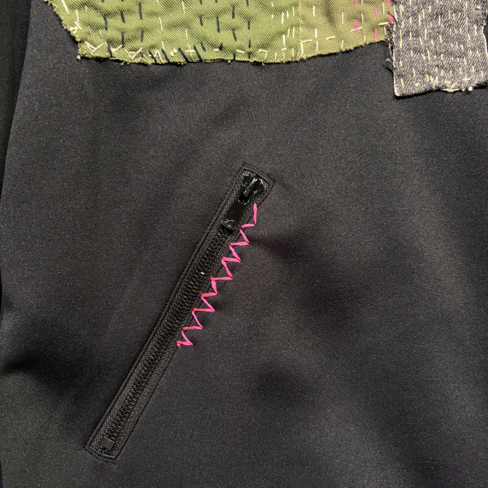 画像をギャラリービューアに読み込む, JunAle SASHIKO LINETAPE JERSEY JACKET / BLACK