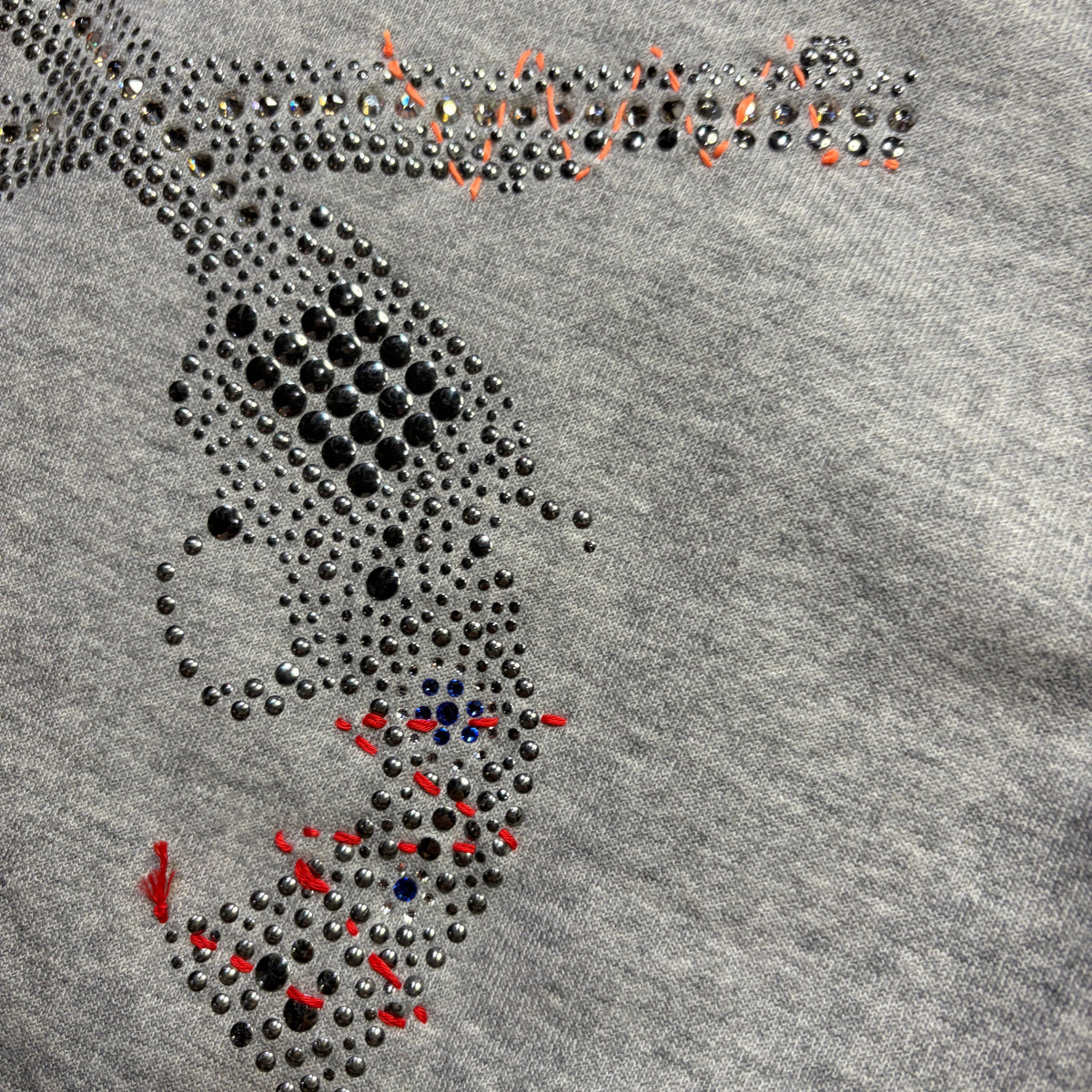 JunAle SASHIKO FLEECY HOODIE FIRE PATTERN / GRAY