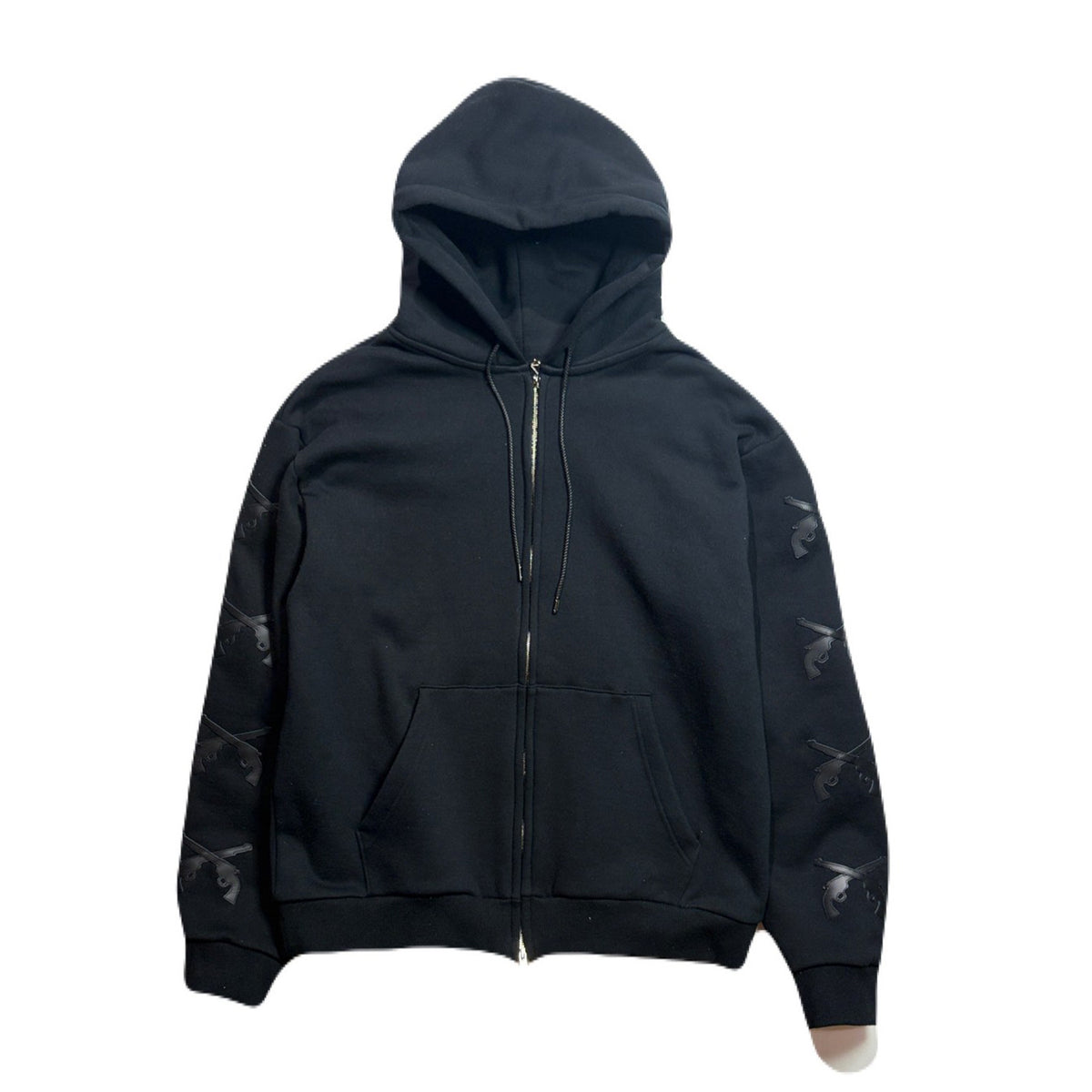 CROSSGUN LEATHER PATCH SWEAT HOODIE / BLACK