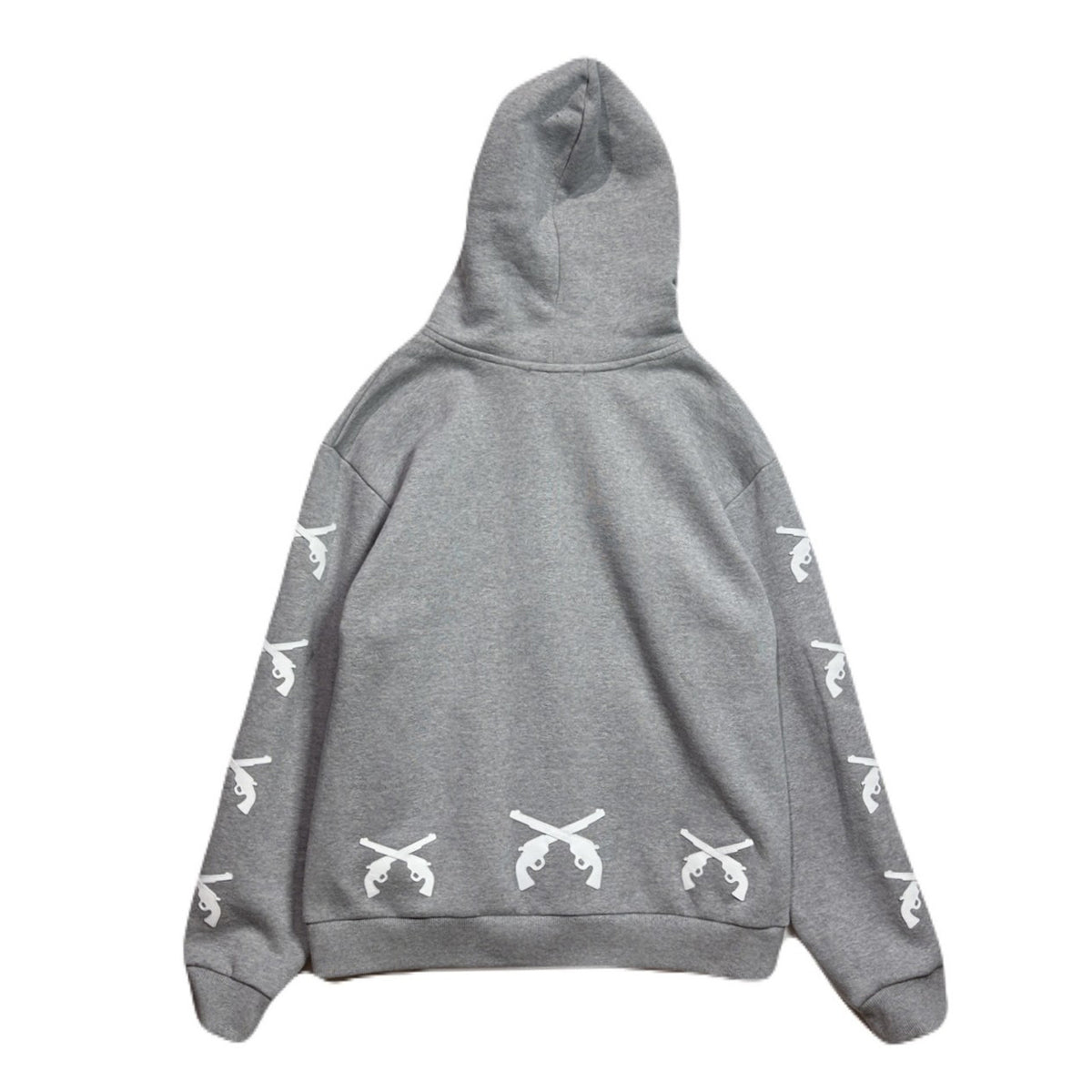 CROSSGUN LEATHER PATCH SWEAT HOODIE / GRAY
