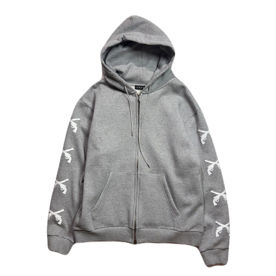 画像をギャラリービューアに読み込む, CROSSGUN LEATHER PATCH SWEAT HOODIE / GRAY