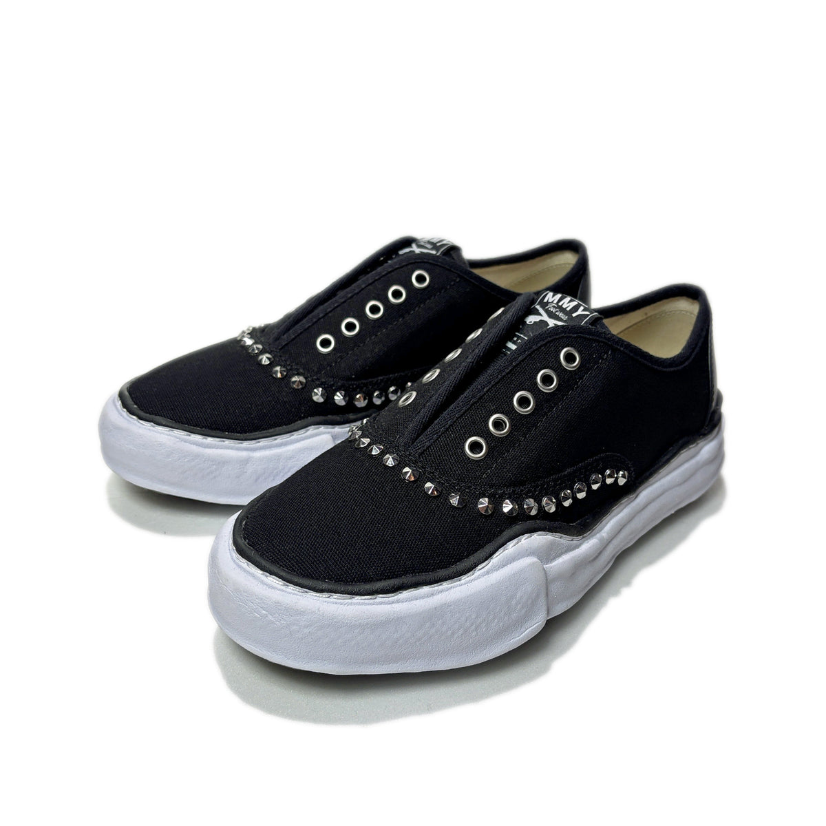 Maison MIHARA YASUHIRO "BAKER" STUDS SLIP-ON SNEAKERS / BLACK x WHITE