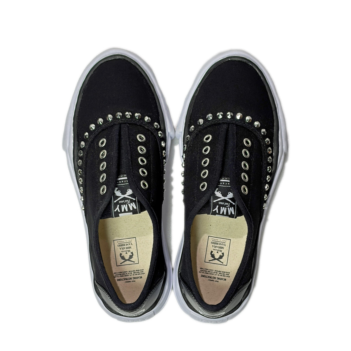 Maison MIHARA YASUHIRO "BAKER" STUDS SLIP-ON SNEAKERS / BLACK x WHITE
