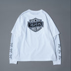TRIPLE GUNS EMBLEM LAYERED T-SHIRT / WHITE