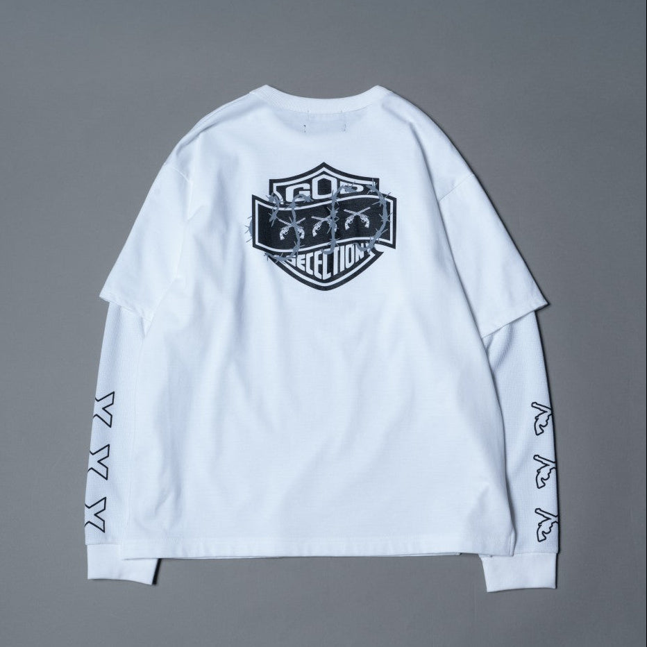画像をギャラリービューアに読み込む, TRIPLE GUNS EMBLEM LAYERED T-SHIRT / WHITE