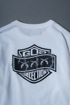 TRIPLE GUNS EMBLEM LAYERED T-SHIRT / WHITE
