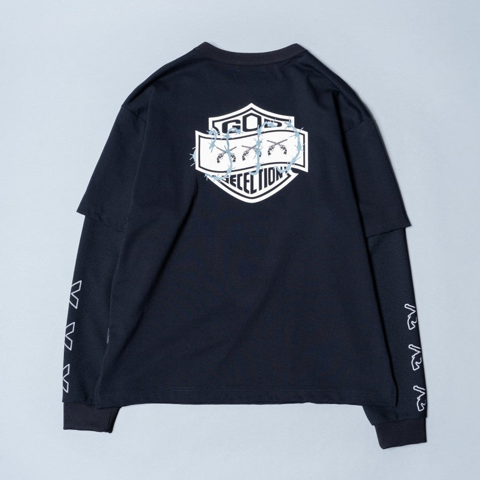 画像をギャラリービューアに読み込む, TRIPLE GUNS EMBLEM LAYERED T-SHIRT / BLACK