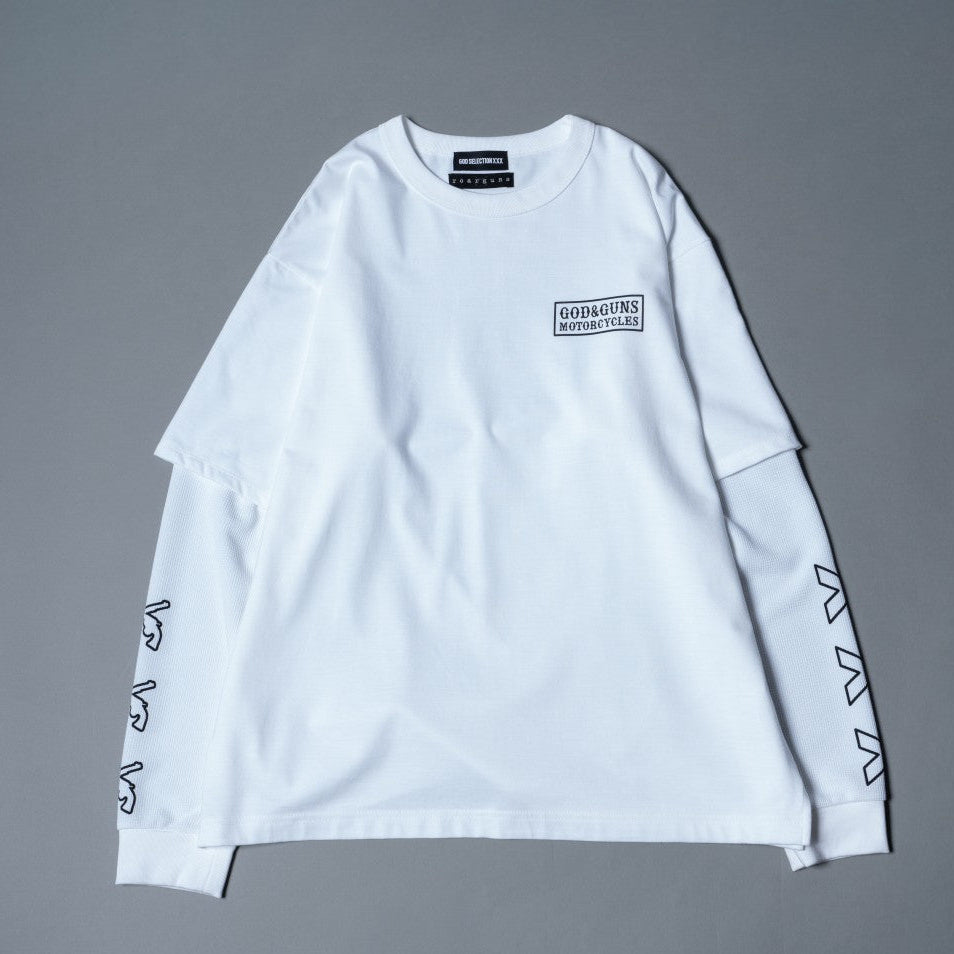 画像をギャラリービューアに読み込む, TRIPLE GUNS EMBLEM LAYERED T-SHIRT / WHITE