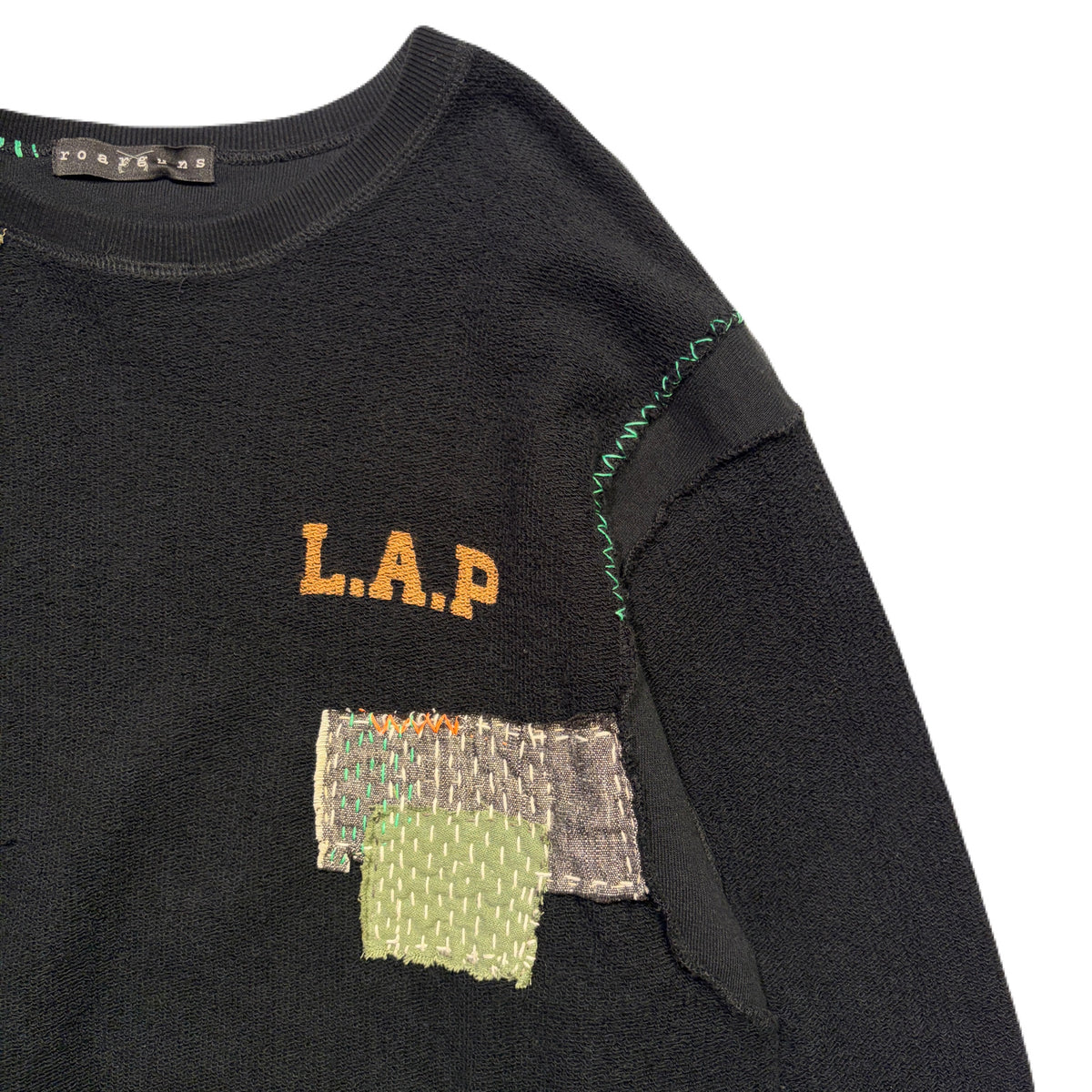 JunAle SASHIKO SWEATSHIRT EMBLEM / BLACK