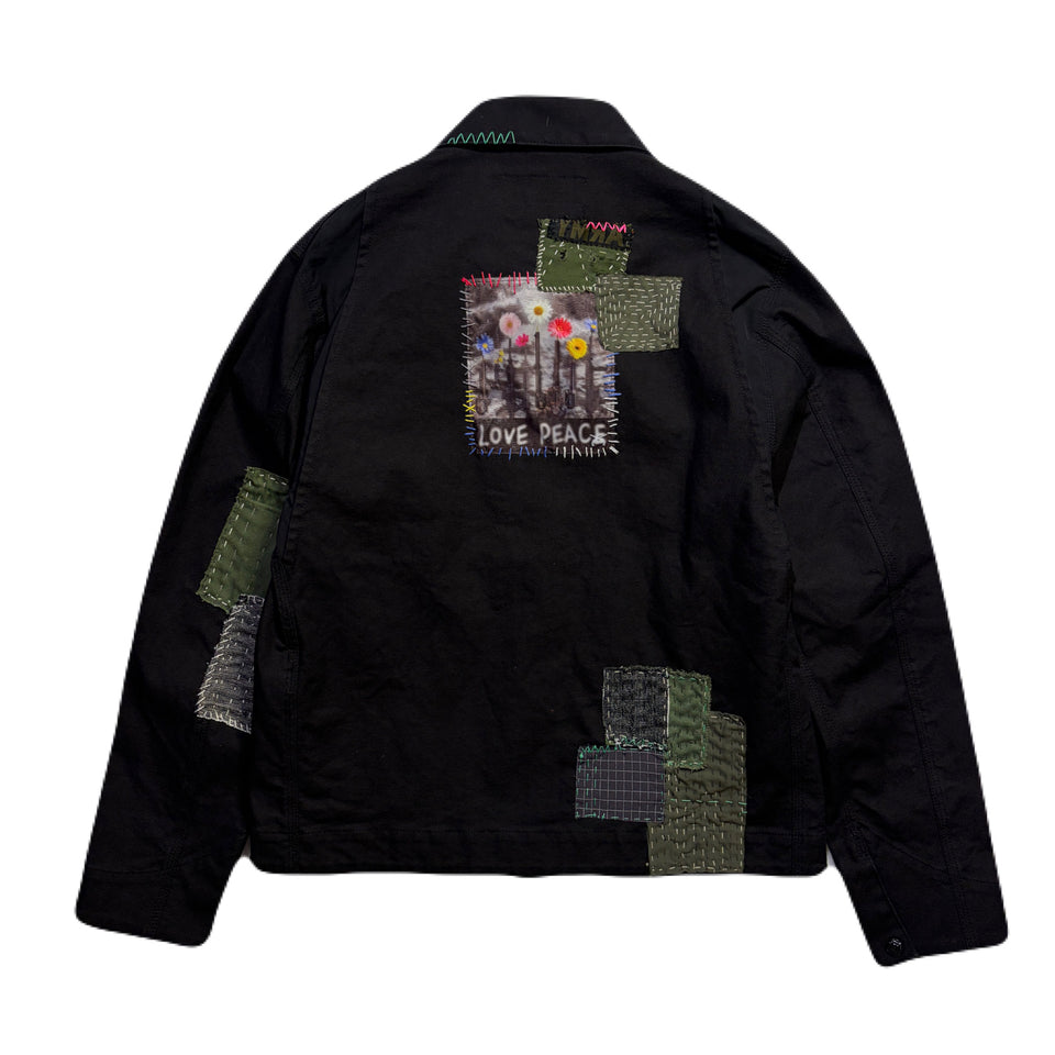 画像をギャラリービューアに読み込む, JunAle SASHIKO OXFORD STRETCH JACKET / BLACK