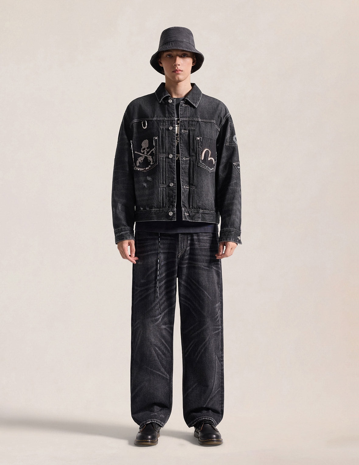 EVISU x mastermind JAPAN x roarguns WASHED MULTI-POCKET TYPE II DENIM JACKET