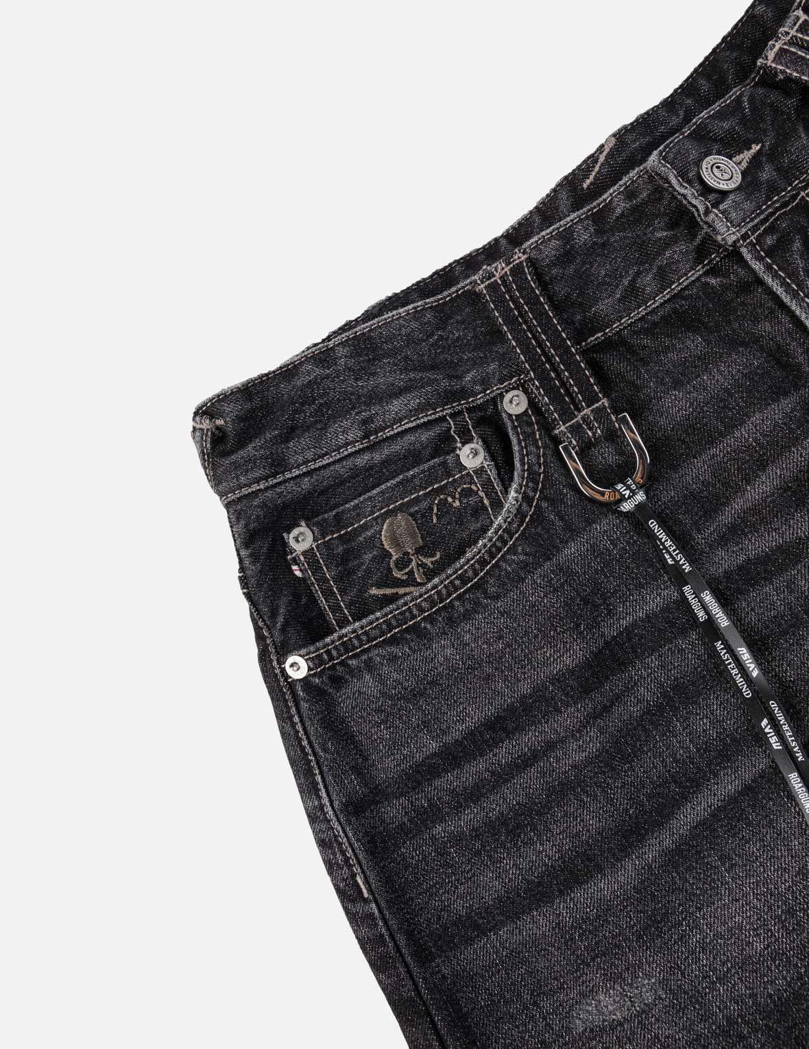 EVISU x mastermind JAPAN x roarguns WASHED MULTI-POCKET SELVEDGE DENIM JEANS