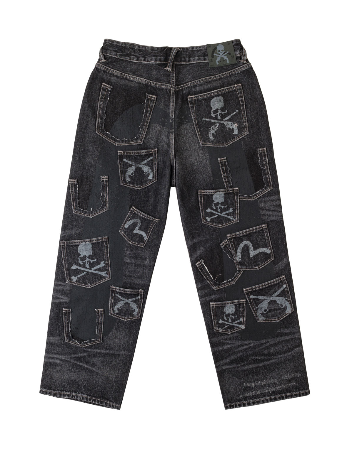 EVISU x mastermind JAPAN x roarguns WASHED MULTI-POCKET SELVEDGE DENIM JEANS
