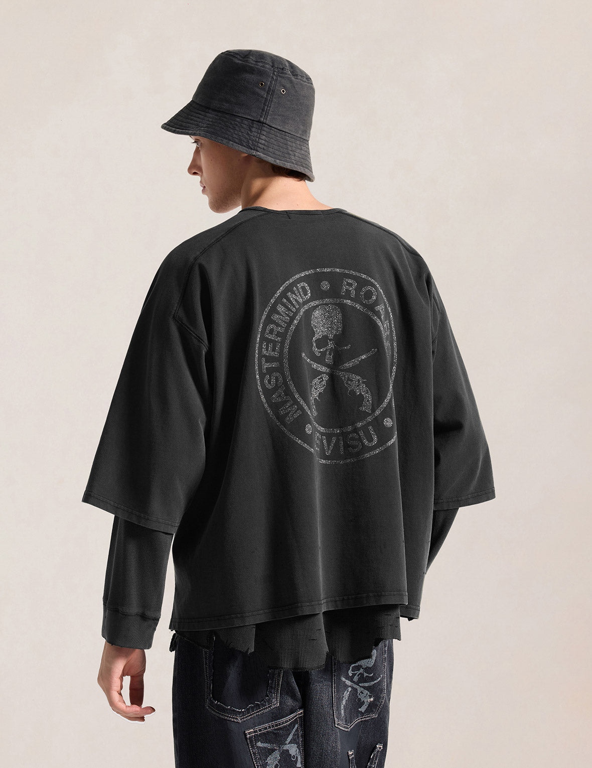 EVISU x mastermind JAPAN x roarguns DISTRESSED LAYERED L/S T-SHIRT