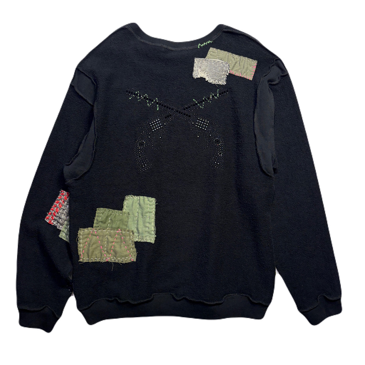 JunAle SASHIKO SWEATSHIRT CROSSGUN METAL / BLACK
