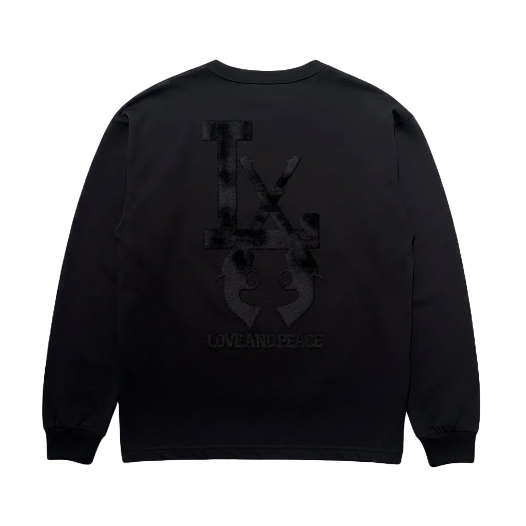 LA FUR PRINT L/S T-SHIRT / BLACK*BLACK