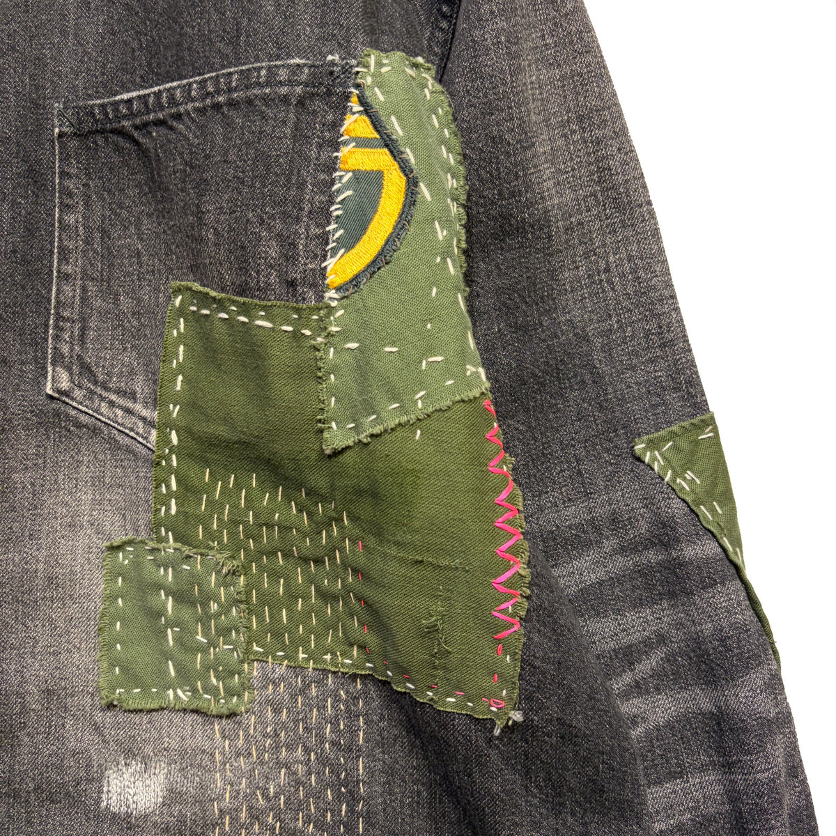 JunAle SASHIKO 11.9oz DENIM SHIRT SMILY/ BLACK