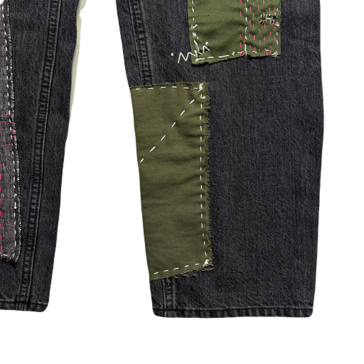 JunAle SASHIKO 12oz DENIM PANTS / BLACK
