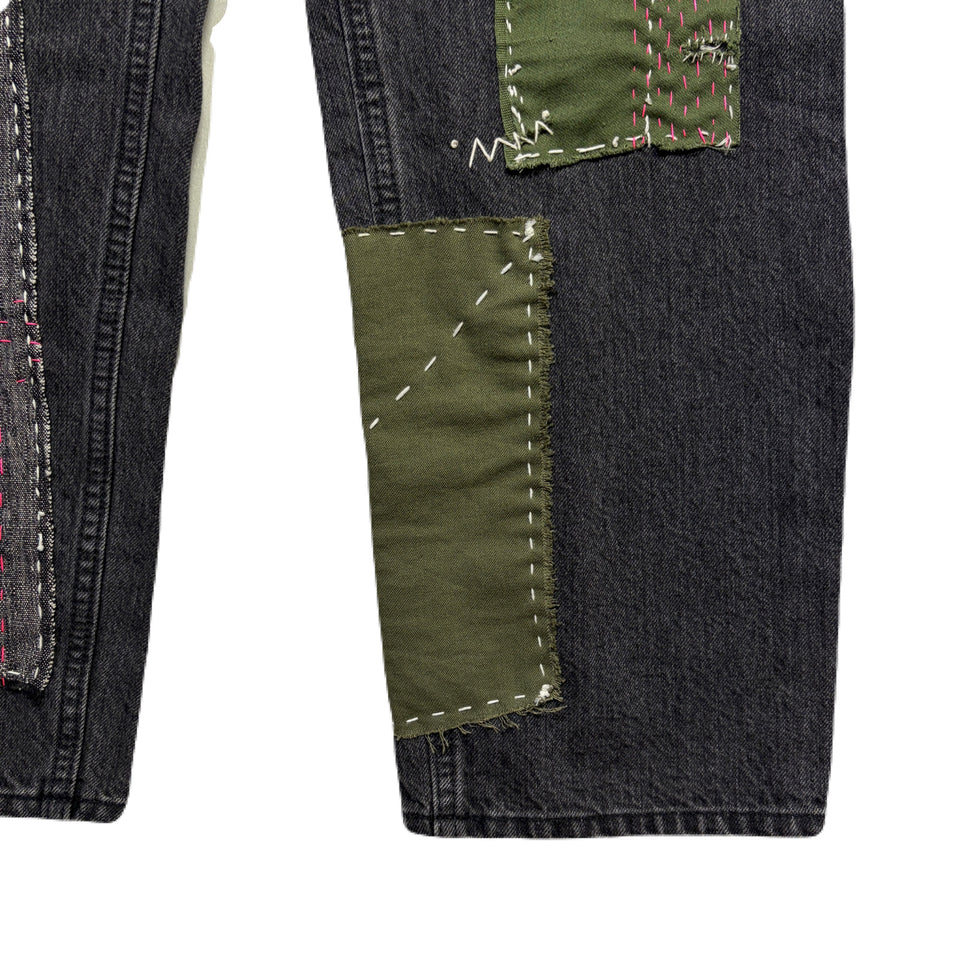 画像をギャラリービューアに読み込む, JunAle SASHIKO 12oz DENIM PANTS / BLACK