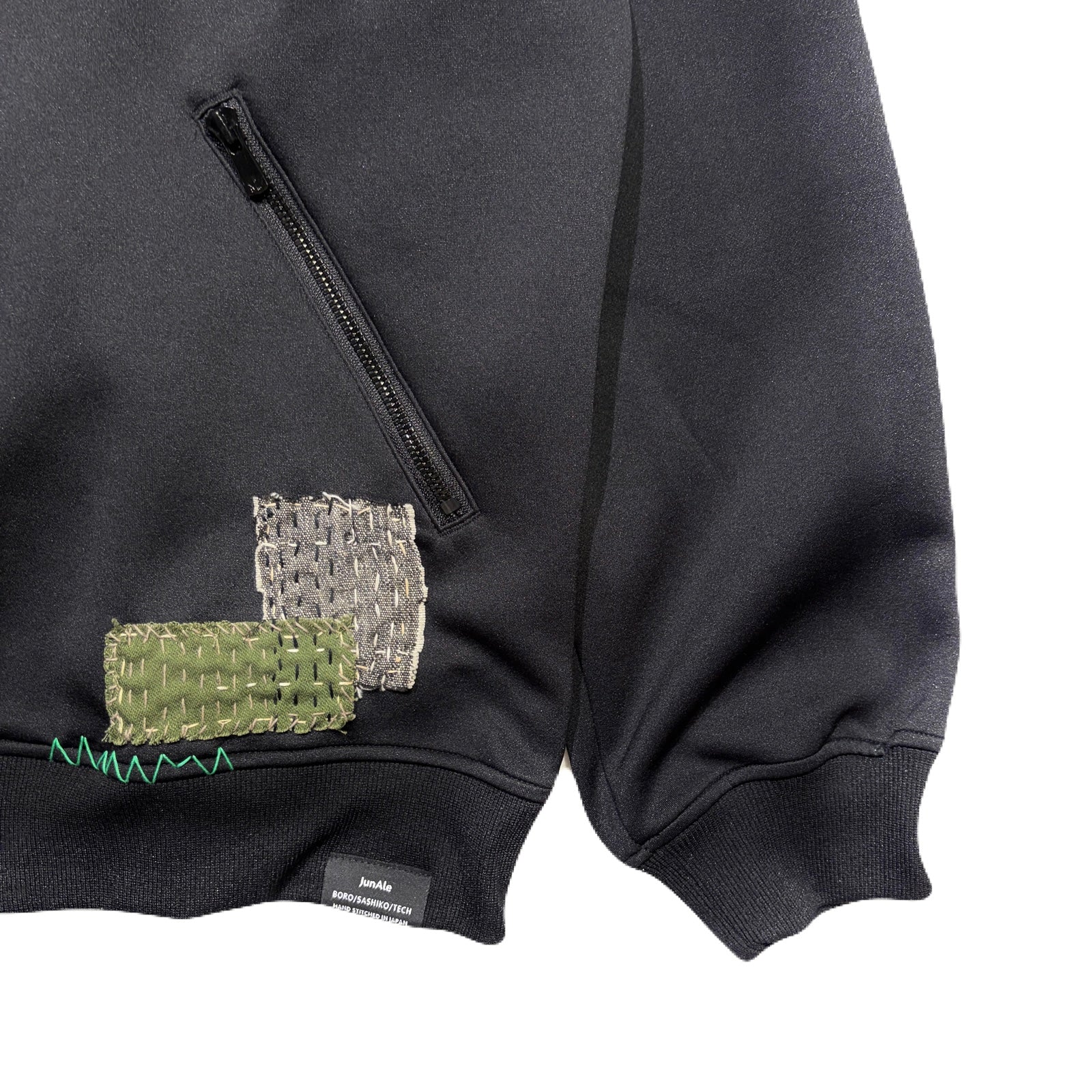 画像をギャラリービューアに読み込む, JunAle SASHIKO LINETAPE JERSEY JACKET / BLACK