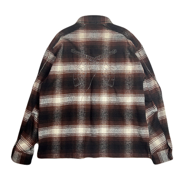 LIMITED EDITION COTTON SILK CHECK SHIRT / BROWN