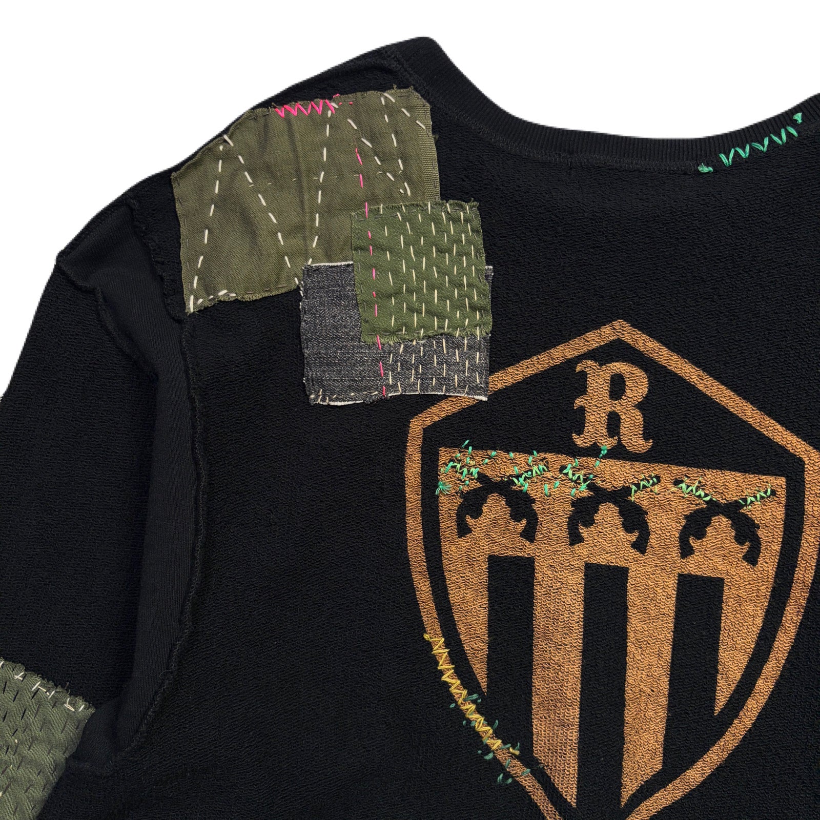 画像をギャラリービューアに読み込む, JunAle SASHIKO SWEATSHIRT EMBLEM / BLACK