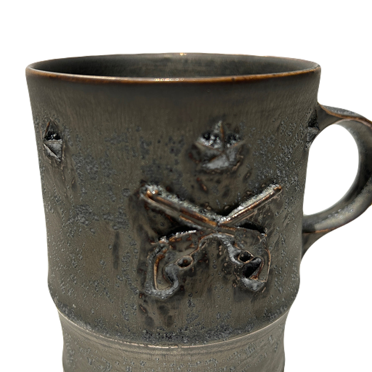 SHIRO HAMANAKA CROSSGUN MUG  6 STARS *EMBOSS  / ASH BLACK