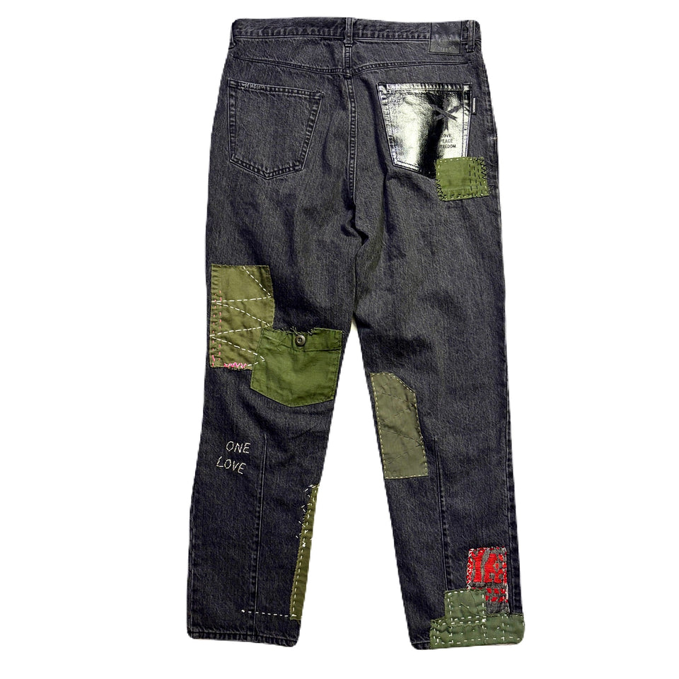 画像をギャラリービューアに読み込む, JunAle SASHIKO 12oz DENIM PANTS / BLACK