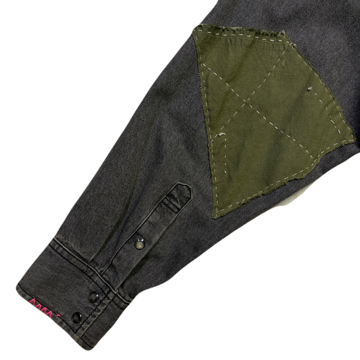 JunAle SASHIKO 8oz DENIM SHIRTS DUNKWELL / BLACK