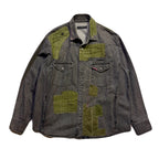 JunAle SASHIKO 8oz DENIM SHIRTS DUNKWELL / BLACK