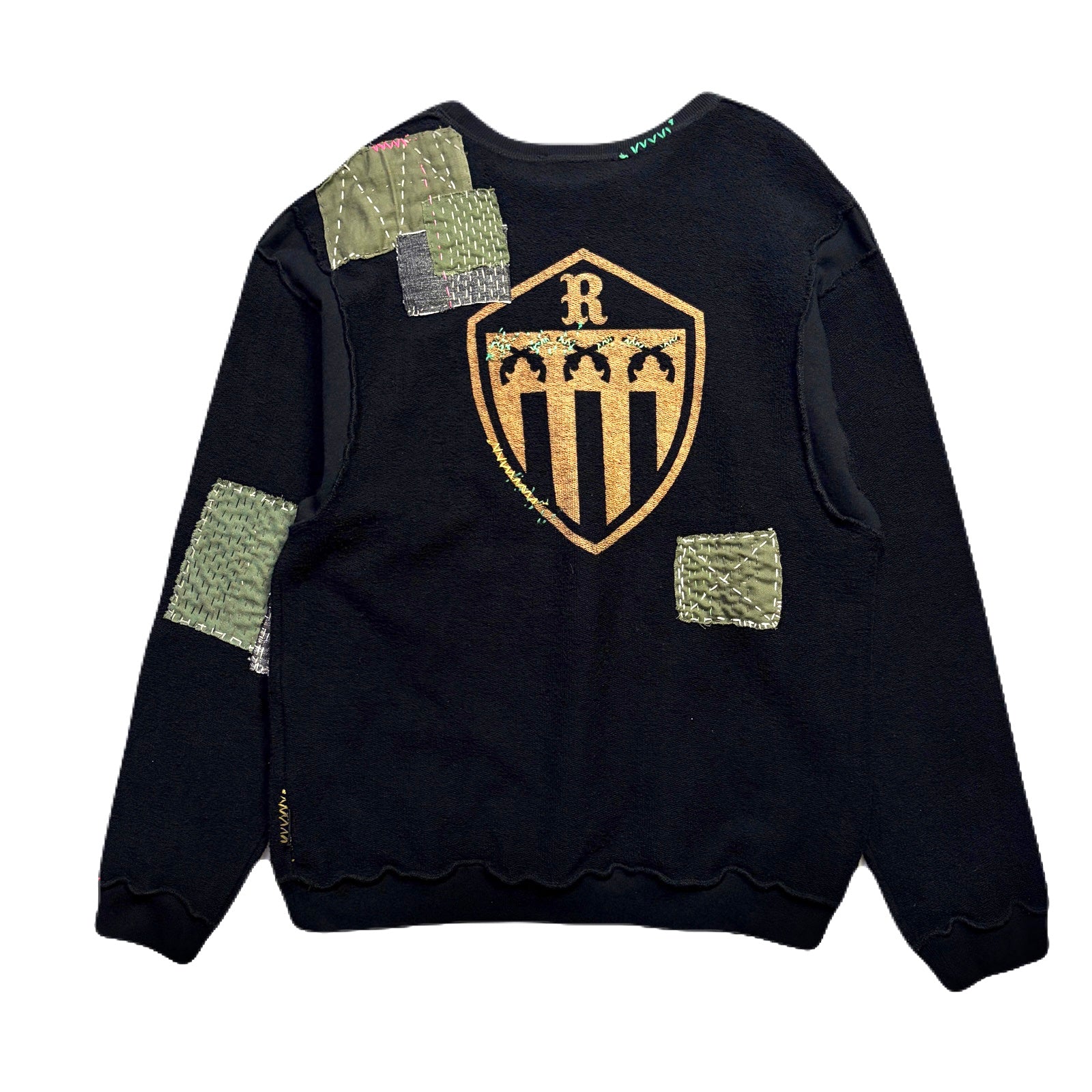 画像をギャラリービューアに読み込む, JunAle SASHIKO SWEATSHIRT EMBLEM / BLACK