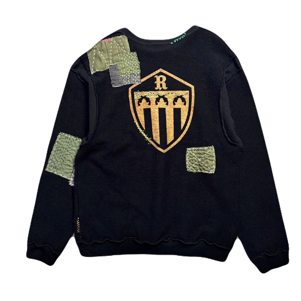 画像をギャラリービューアに読み込む, JunAle SASHIKO SWEATSHIRT EMBLEM / BLACK