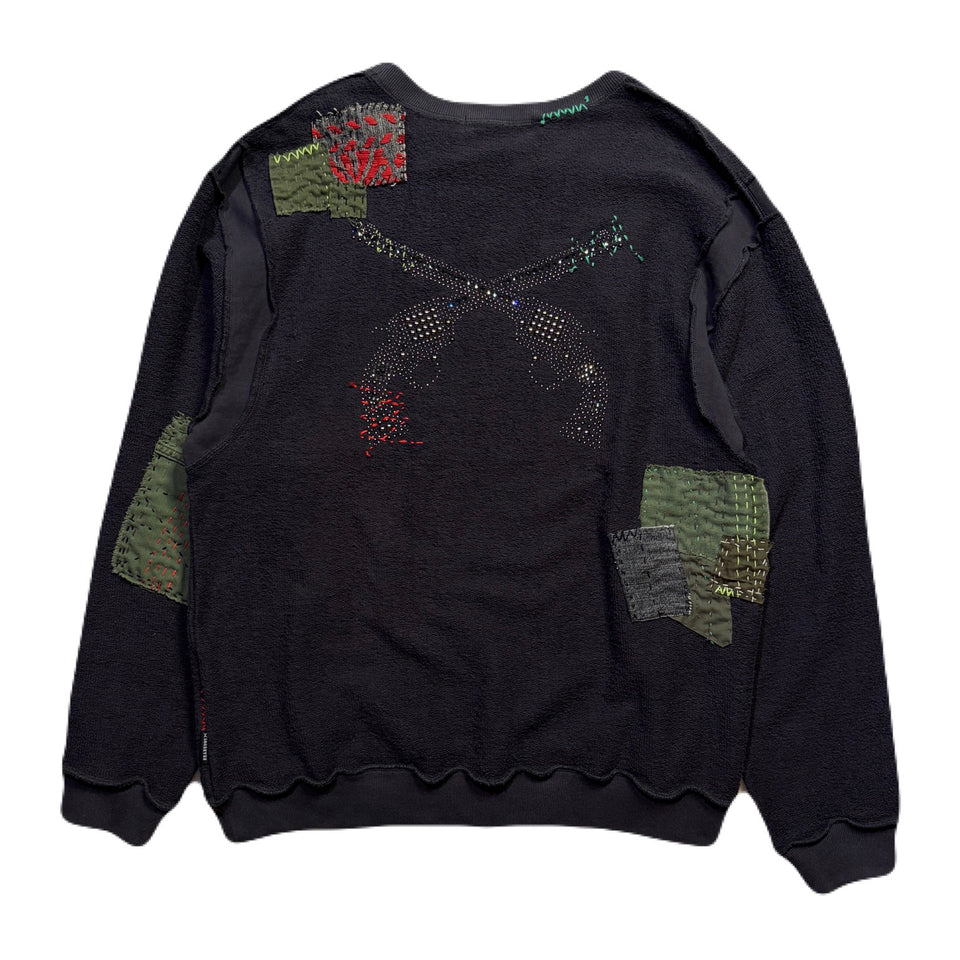 画像をギャラリービューアに読み込む, JunAle SASHIKO SWEATSHIRT CROSSGUN METAL / GRAY