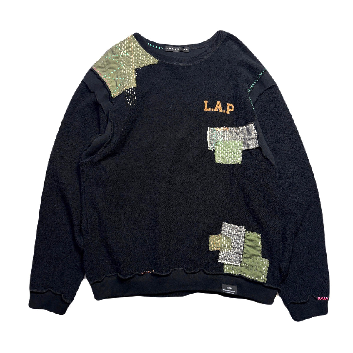 JunAle SASHIKO SWEATSHIRT EMBLEM / BLACK