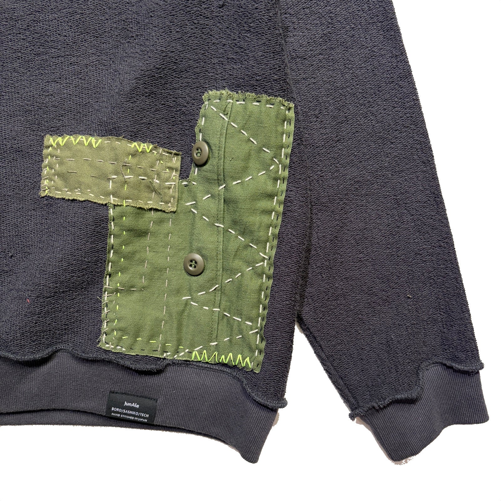 画像をギャラリービューアに読み込む, JunAle SASHIKO SWEATSHIRT CROSSGUN METAL / GRAY
