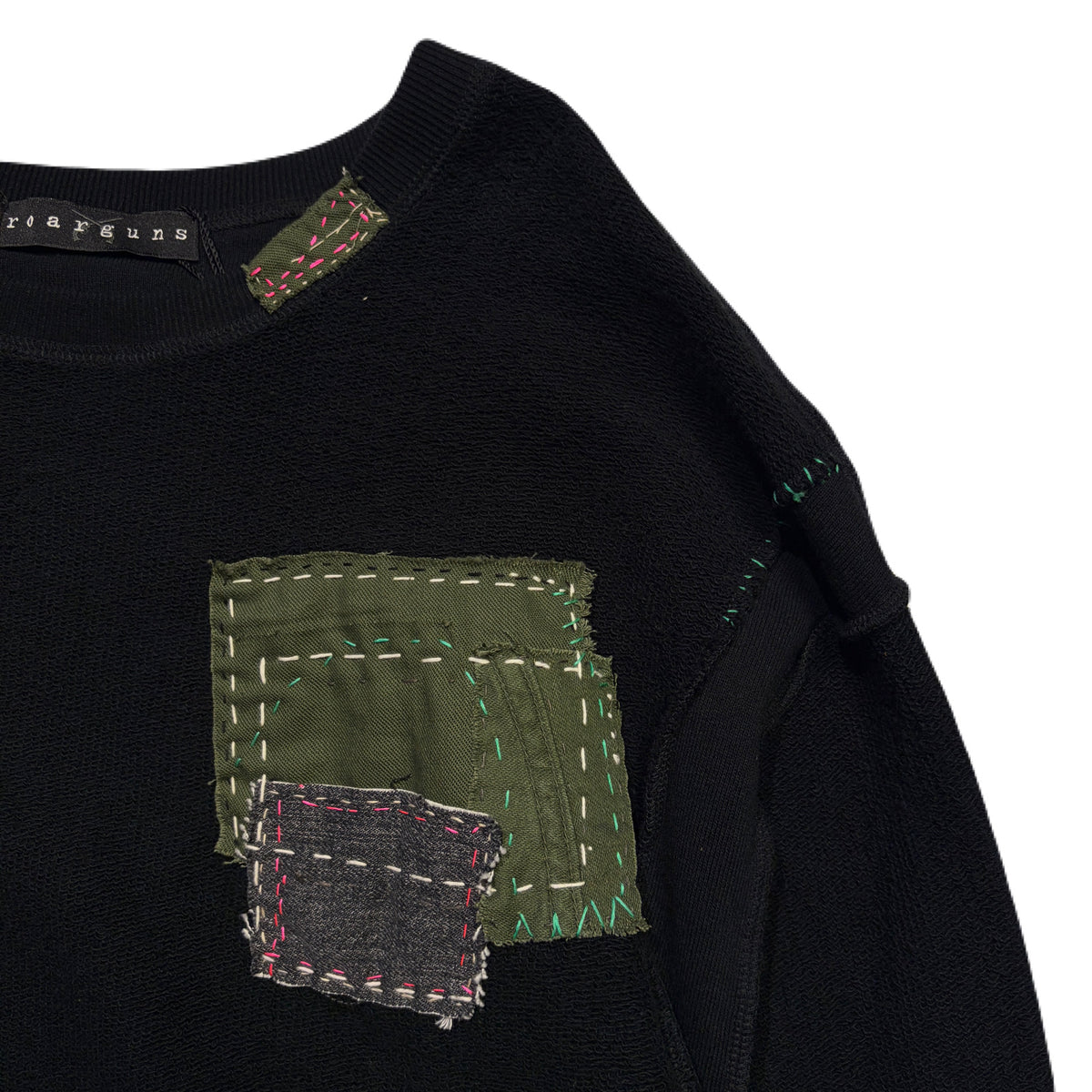 JunAle SASHIKO SWEATSHIRT CROSSGUN METAL / BLACK