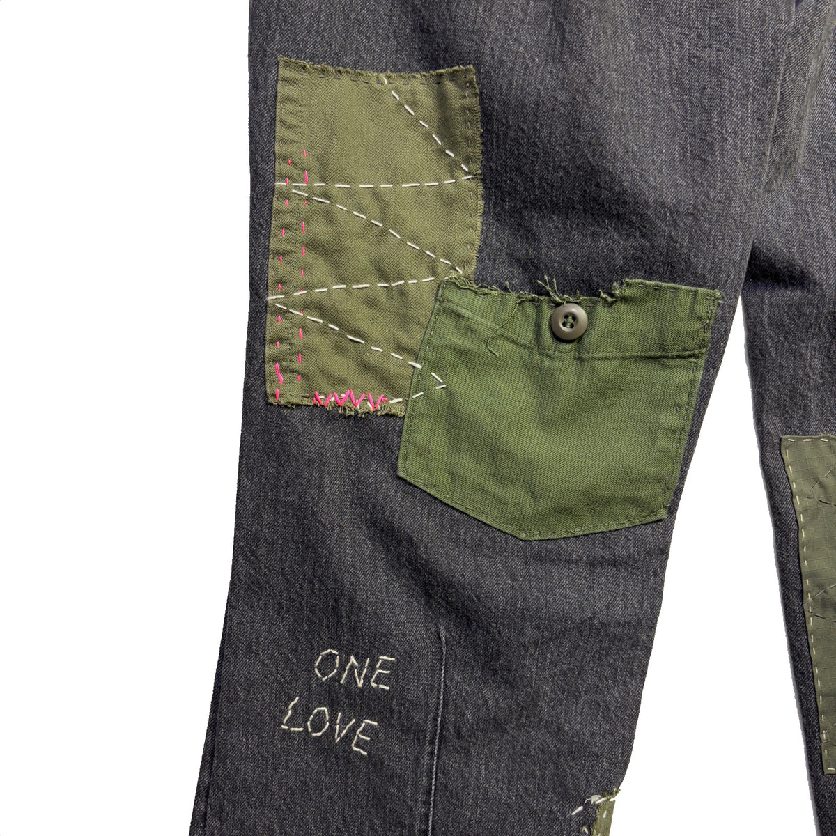 JunAle SASHIKO 12oz DENIM PANTS / BLACK