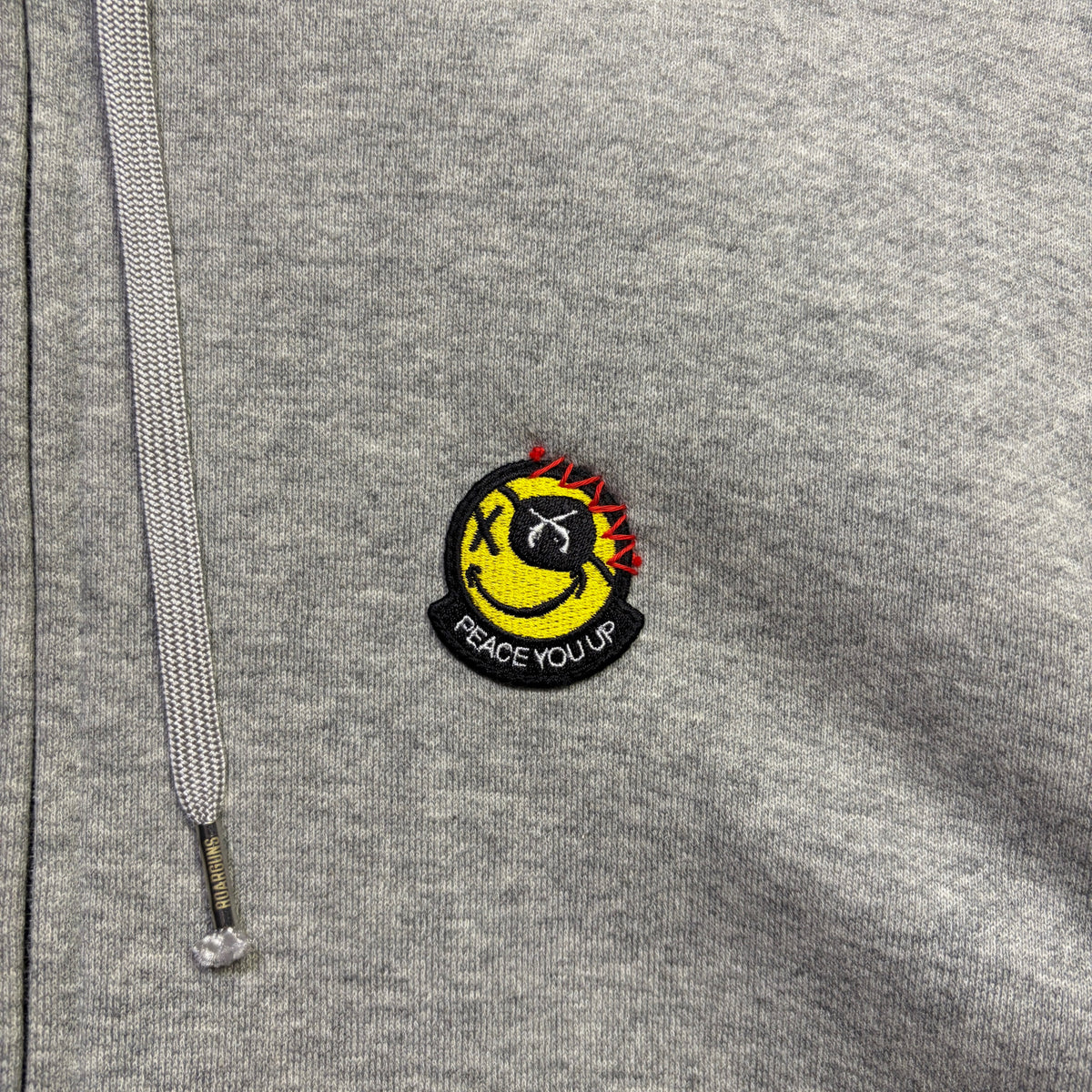 JunAle SASHIKO FLEECY HOODIE FIRE PATTERN / GRAY