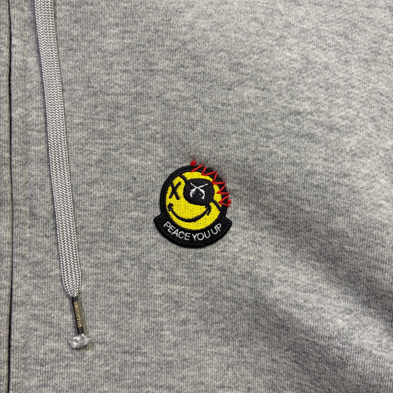 将图片加载到图库查看器，JunAle SASHIKO FLEECY HOODIE FIRE PATTERN / GRAY