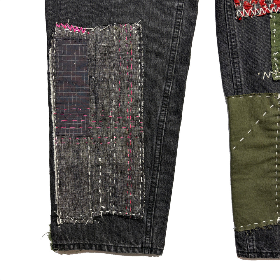 画像をギャラリービューアに読み込む, JunAle SASHIKO 12oz DENIM PANTS / BLACK