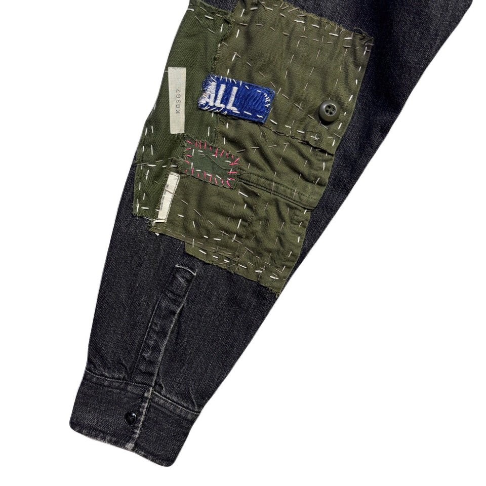 画像をギャラリービューアに読み込む, JunAle SASHIKO 11.9oz DENIM SHIRT SMILY/ BLACK