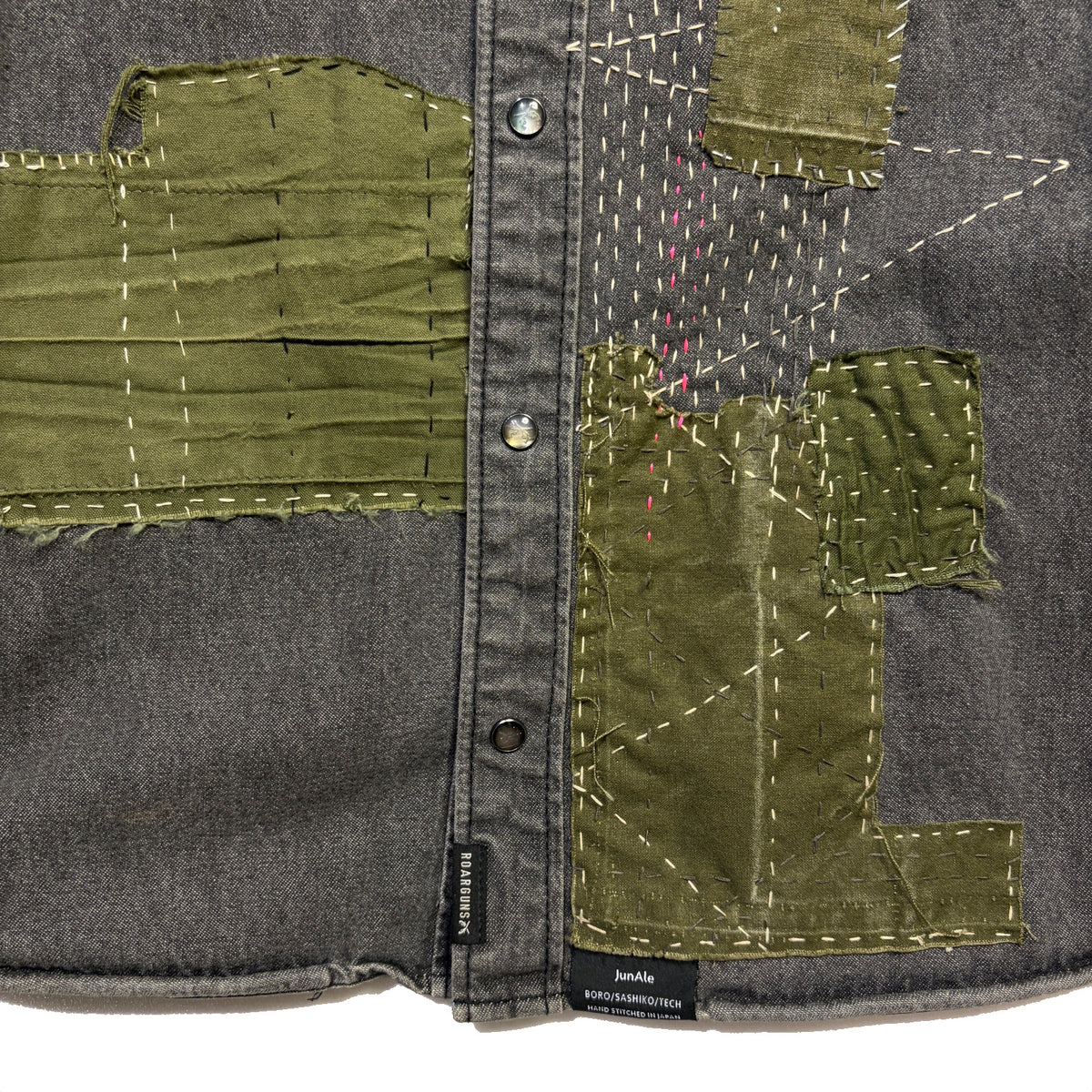 JunAle SASHIKO 8oz DENIM SHIRTS DUNKWELL / BLACK