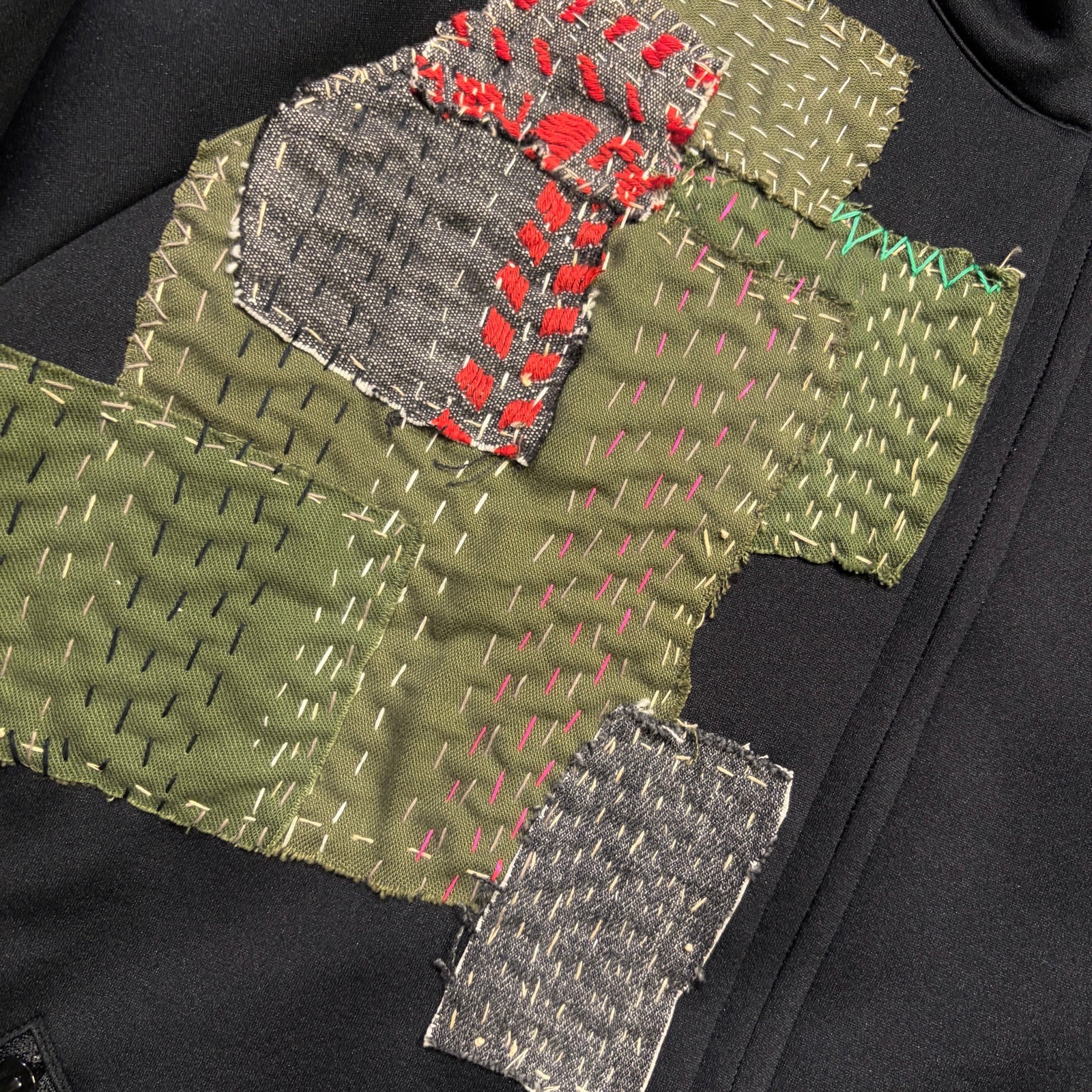 画像をギャラリービューアに読み込む, JunAle SASHIKO LINETAPE JERSEY JACKET / BLACK