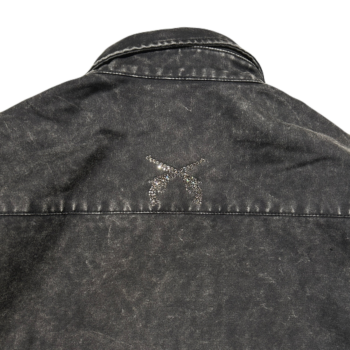 BACK SATIN SHIRT JACKET / BLACK